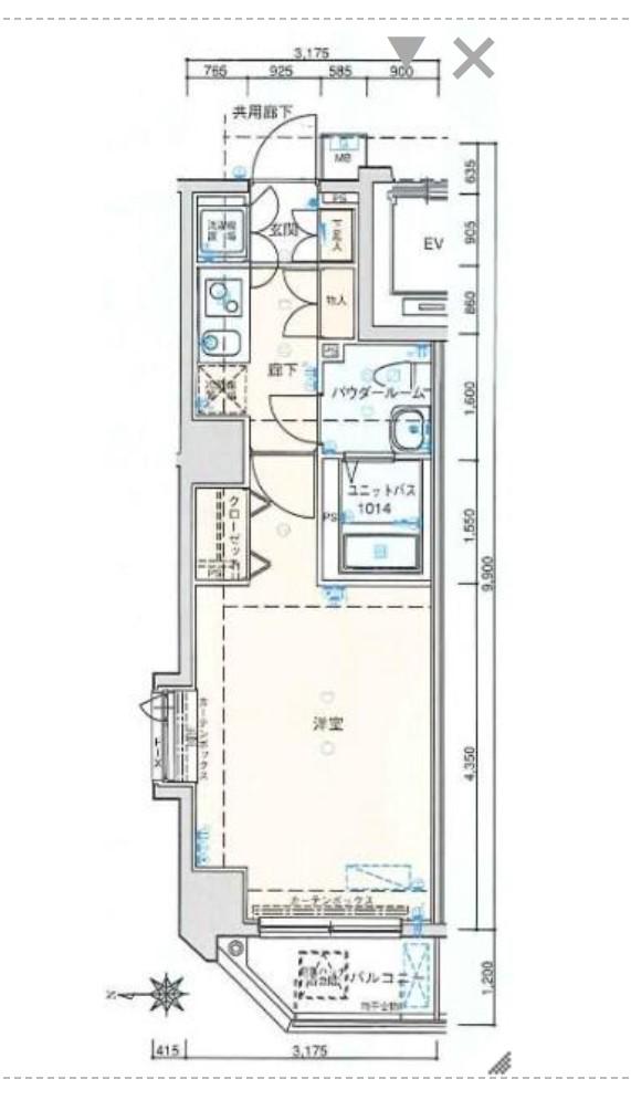 バージュアル新御徒町(1K/4階)の間取り写真