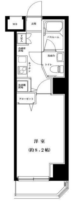 グランフォース入谷(1K/3階)の間取り写真