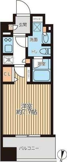 プライマルフロント錦糸町(1K/3階)の間取り写真