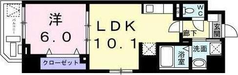 ジーヴイ アリイ アサクサ(1LDK/7階)の間取り写真