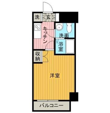 メゾンドヴィレ勝どき(1K/4階)の間取り写真