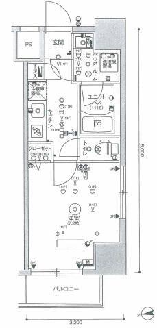 スカイコート上野稲荷町(1K/4階)の間取り写真