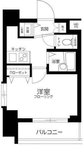 パークウェル浅草(1K/8階)の間取り写真