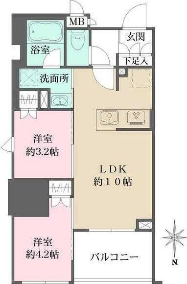 ルフォンプログレ元浅草マークス(2LDK/4階)の間取り写真