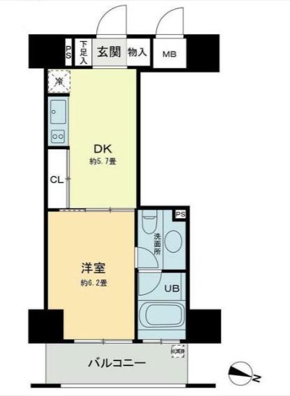 ベルファース本郷弓町(1DK/9階)の間取り写真