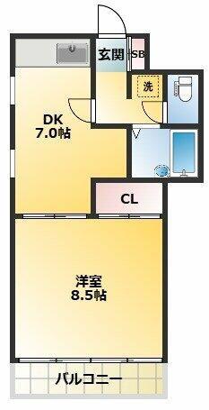 ホシノフラット目白台(1DK/1階)の間取り写真