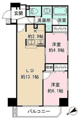 スパッジオ蔵前(2LDK/8階)の間取り写真