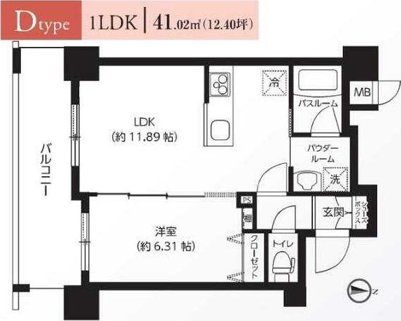 レクシード両国駅前(1LDK/7階)の間取り写真