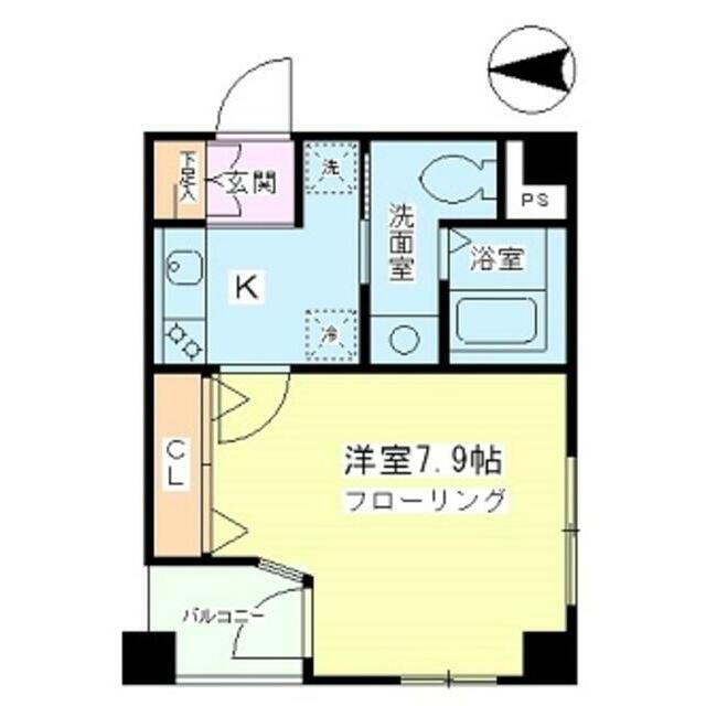 プルナス入谷(1K/4階)の間取り写真