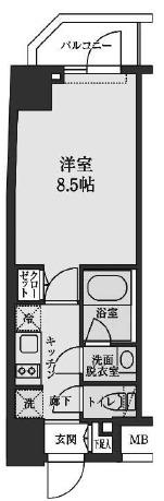 S-RESIDENCE清澄白河(1K/3階)の間取り写真