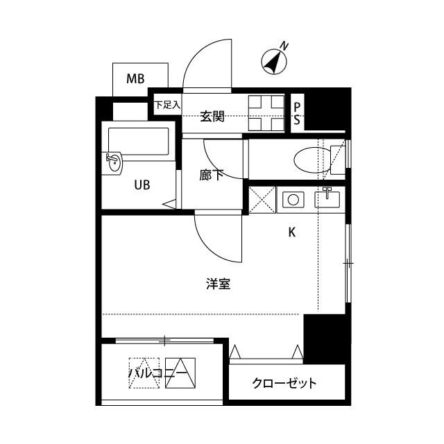 プレール日本橋壱番館(ワンルーム/2階)の間取り写真