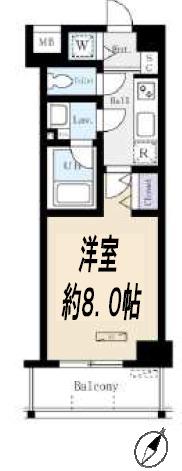 ドゥーエ向島(1K/1階)の間取り写真