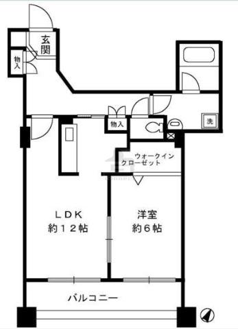 サングランパ(1LDK/6階)の間取り写真