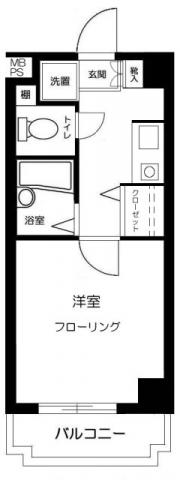 グランディール墨田(1K/2階)の間取り写真
