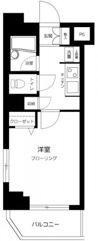 スカイコート錦糸町第2(1K/11階)の間取り写真