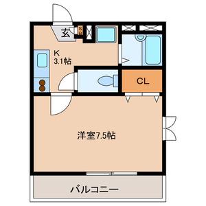 メゾンユタカ(1K/2階)の間取り写真