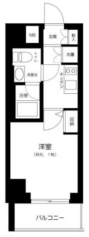 プレール・ドゥーク銀座イーストⅡ(1K/2階)の間取り写真