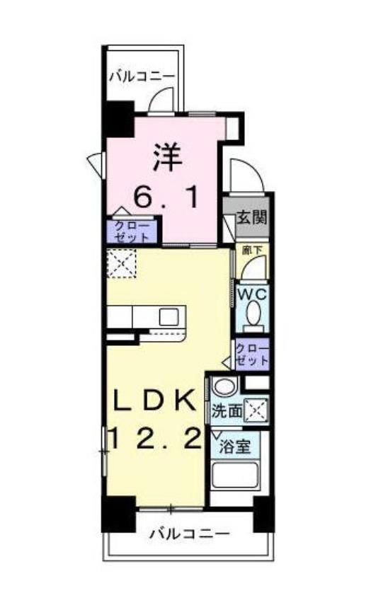 レパラール関口(1LDK/4階)の間取り写真