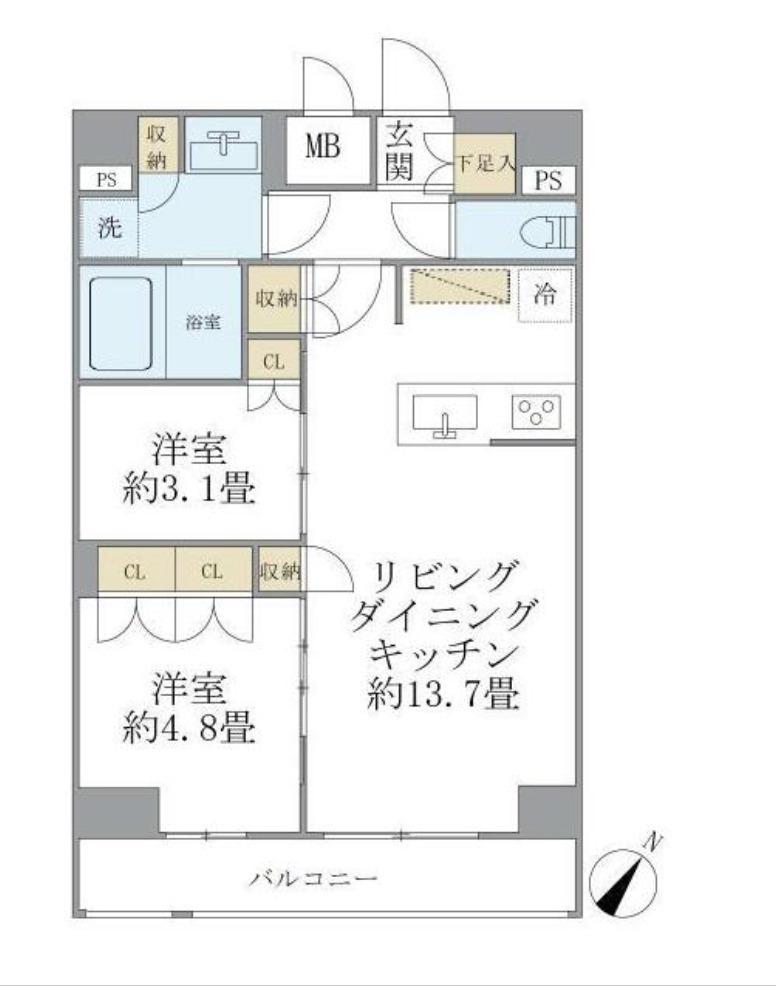 ジオエント駒込(2LDK/6階)の間取り写真