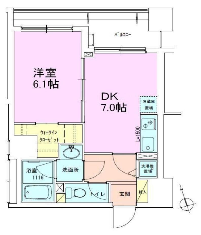 銀座レジデンス参番館(1DK/4階)の間取り写真