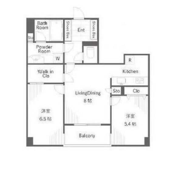 プラハ東京八丁堀(2LDK/12階)の間取り写真