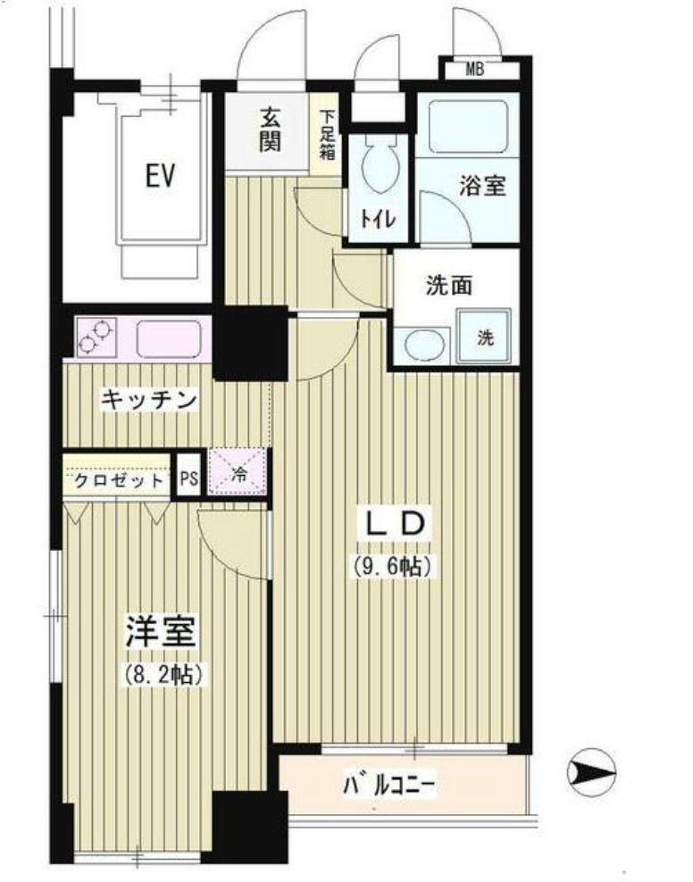 アクアコート(1LDK/8階)の間取り写真