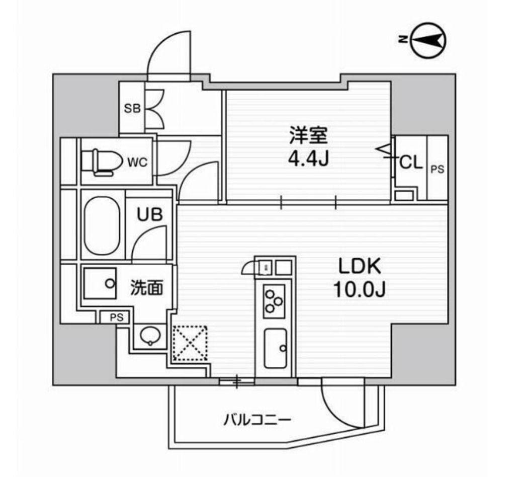 エスタート入谷Ⅰ(1LDK/9階)の間取り写真