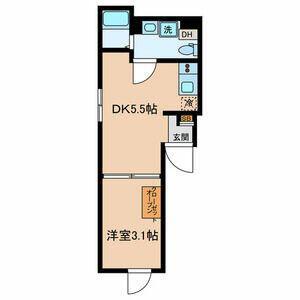 プランドール浅草(1DK/3階)の間取り写真