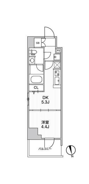 リテラス南千住サウス(1DK/7階)の間取り写真