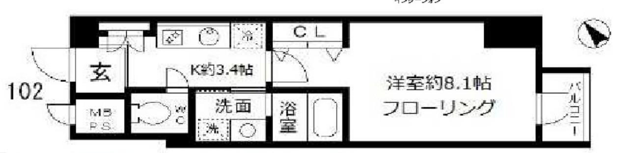 ファインクレスト入谷(1K/1階)の間取り写真