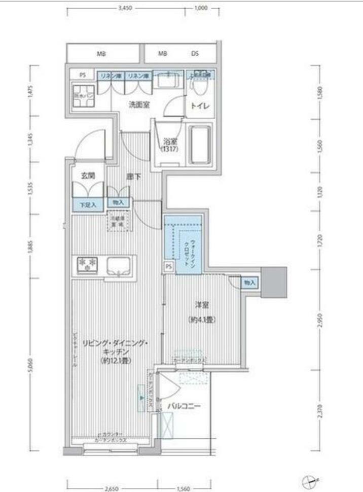 RODIA日本橋茅場町(1LDK/8階)の間取り写真