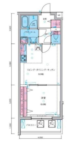 ジェノヴィア亀戸水神スカイガーデン(1LDK/3階)の間取り写真