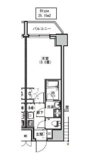 S-RESIDENCE両国AVENUE(1K/2階)の間取り写真