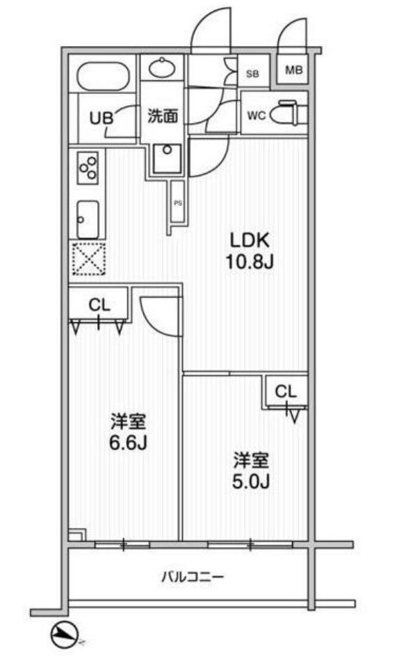 LIME RESIDENCE HIKIFUNE(2LDK/4階)の間取り写真