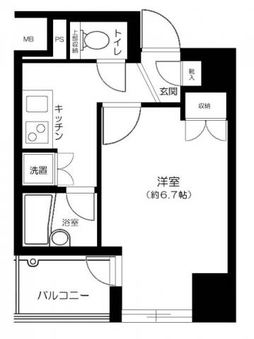 グラーサ銀座イースト(1K/11階)の間取り写真