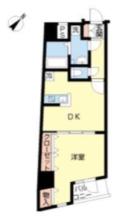 スカイコートヌーベル入谷(1DK/8階)の間取り写真