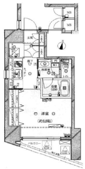 ライジングプレイス秋葉原(1K/6階)の間取り写真