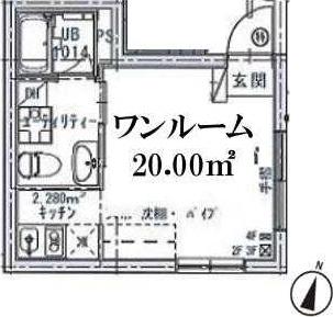 フィオーレ日暮里(ワンルーム/4階)の間取り写真