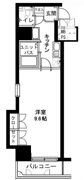メインステージ日本橋箱崎(1K/3階)の間取り写真