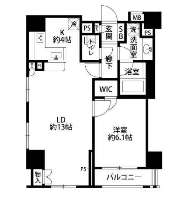 グランスイート銀座レスティモナーク(1LDK/13階)の間取り写真
