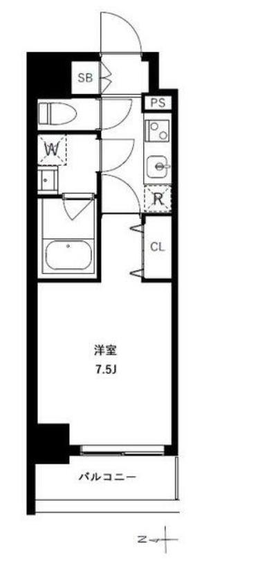 アーバンパーク浅草2(1K/2階)の間取り写真