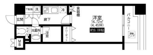 レジディア上野池之端(1K/4階)の間取り写真