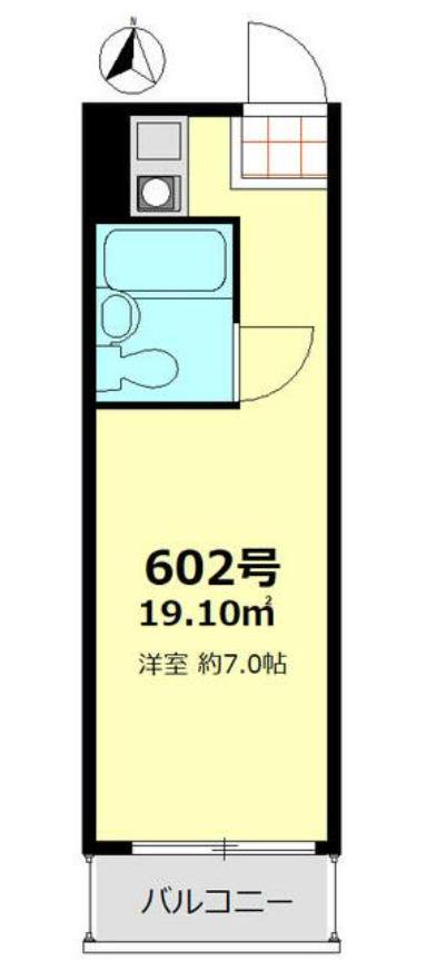 タウンハイツ銀座(ワンルーム/6階)の間取り写真