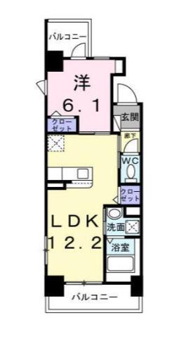 レパラール関口(1LDK/5階)の間取り写真