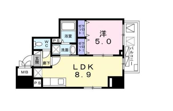 ファヴール本郷(1LDK/5階)の間取り写真