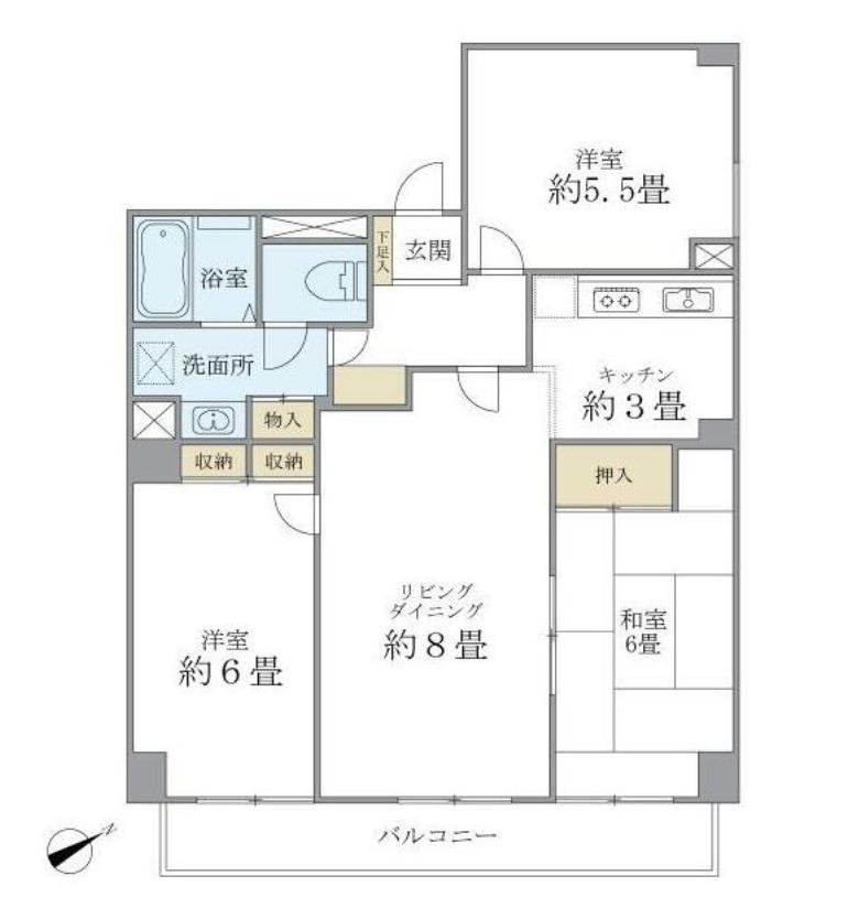 シティハイツ根津(3LDK/10階)の間取り写真