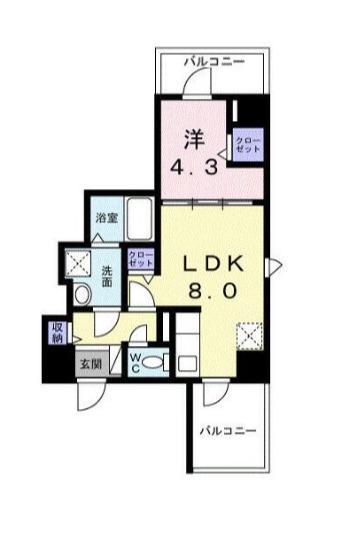 スパークル浅草(1LDK/2階)の間取り写真