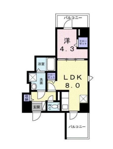 スパークル浅草(1LDK/3階)の間取り写真