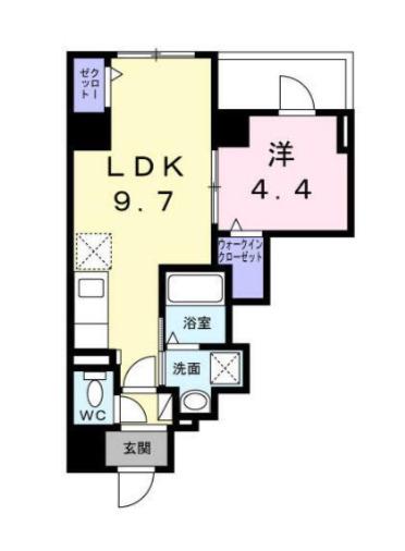スパークル浅草(1LDK/4階)の間取り写真