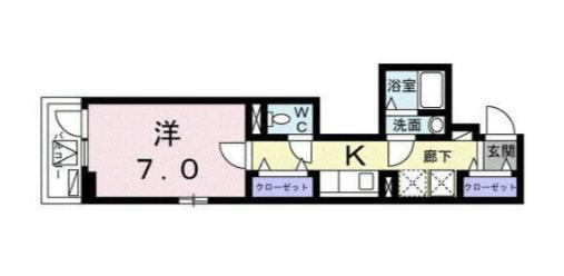 セレーノ押上(1K/2階)の間取り写真